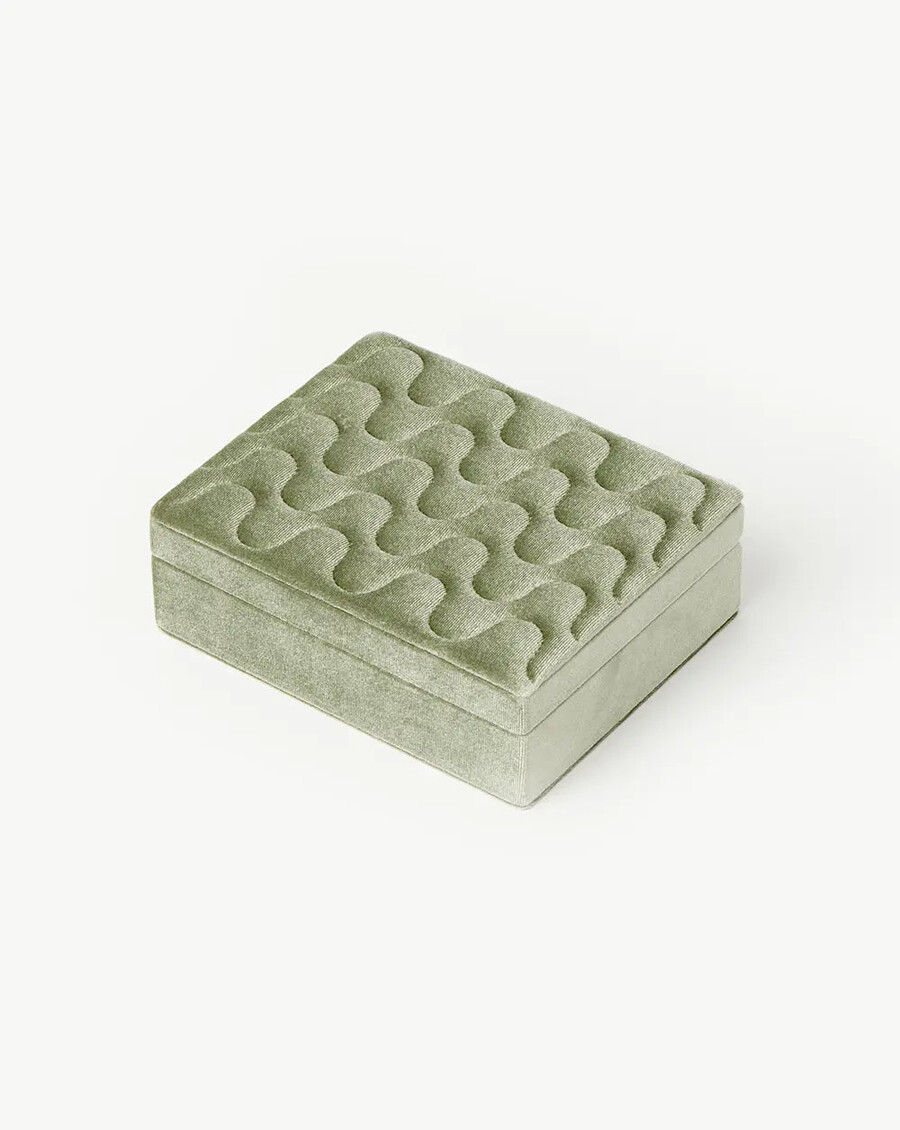 boîte à bijoux en velours vert