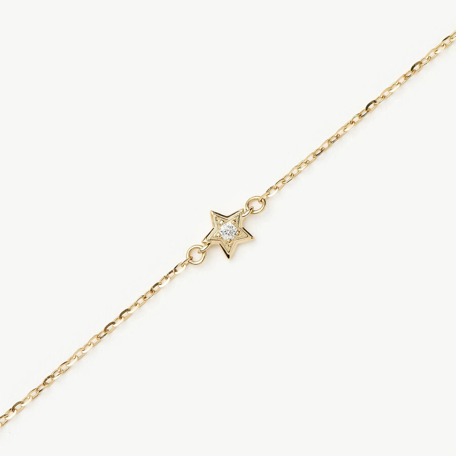 bracelet en or massif 14 carats avec chaîne et diamants en forme détoile