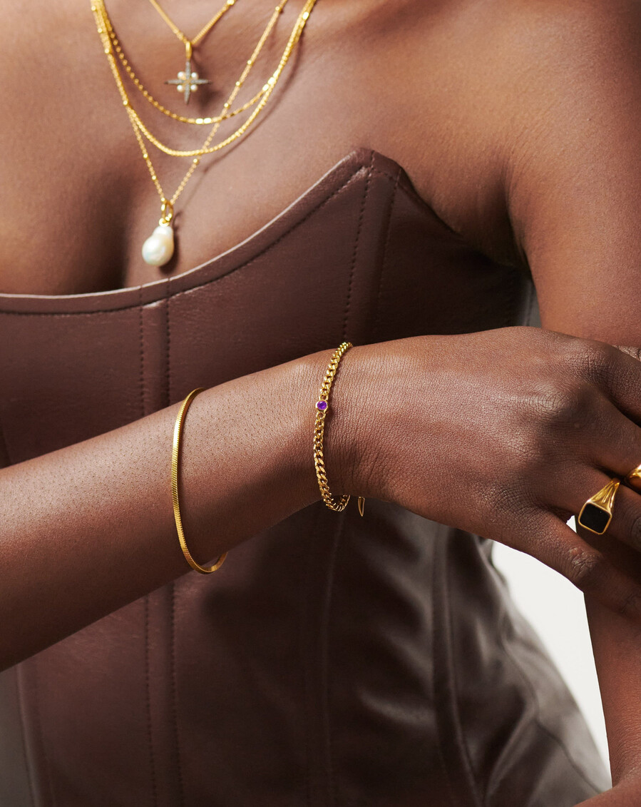 bracelet à maillons avec pierre de naissance de février