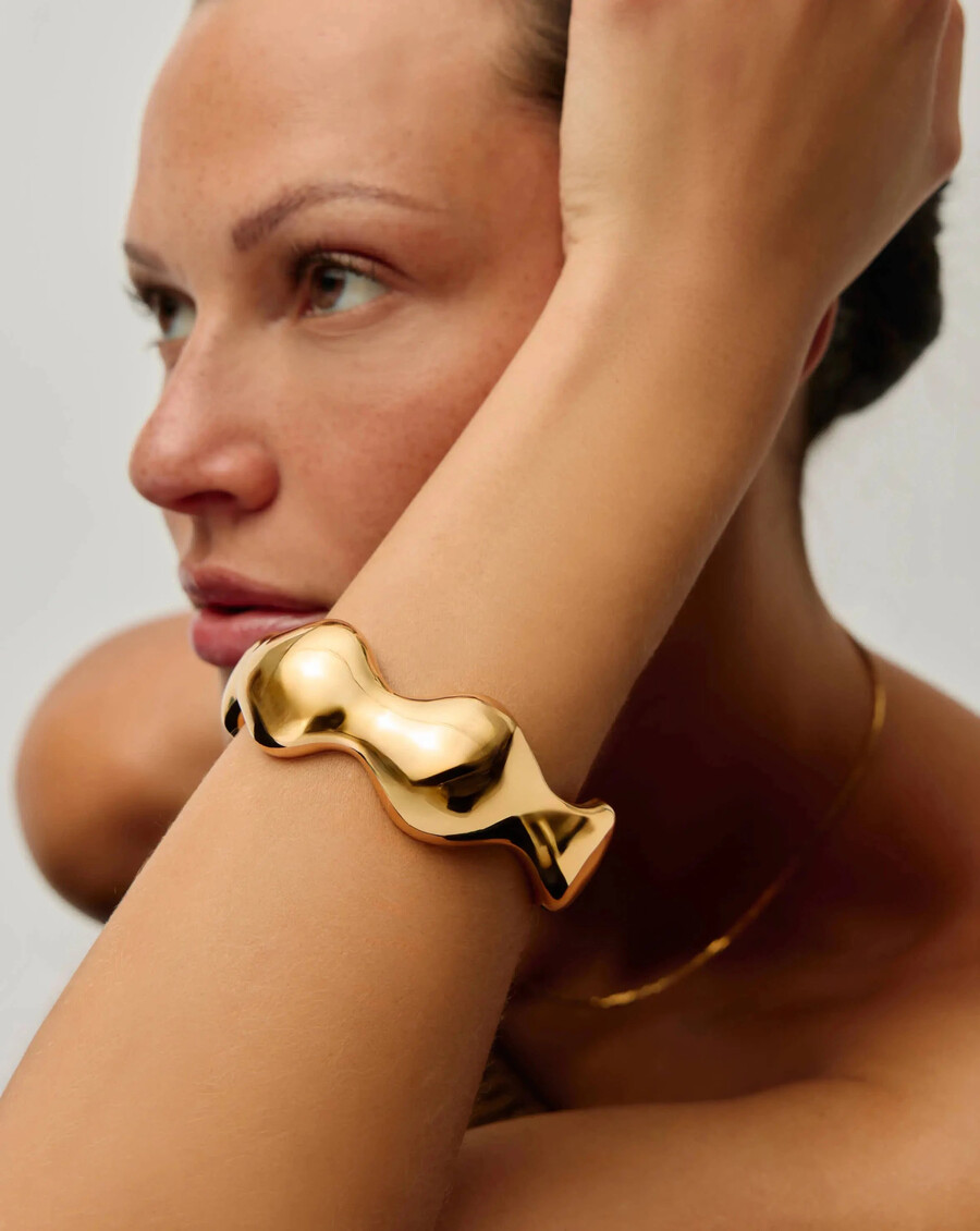 bracelet manchette eny puffy dome statement - or