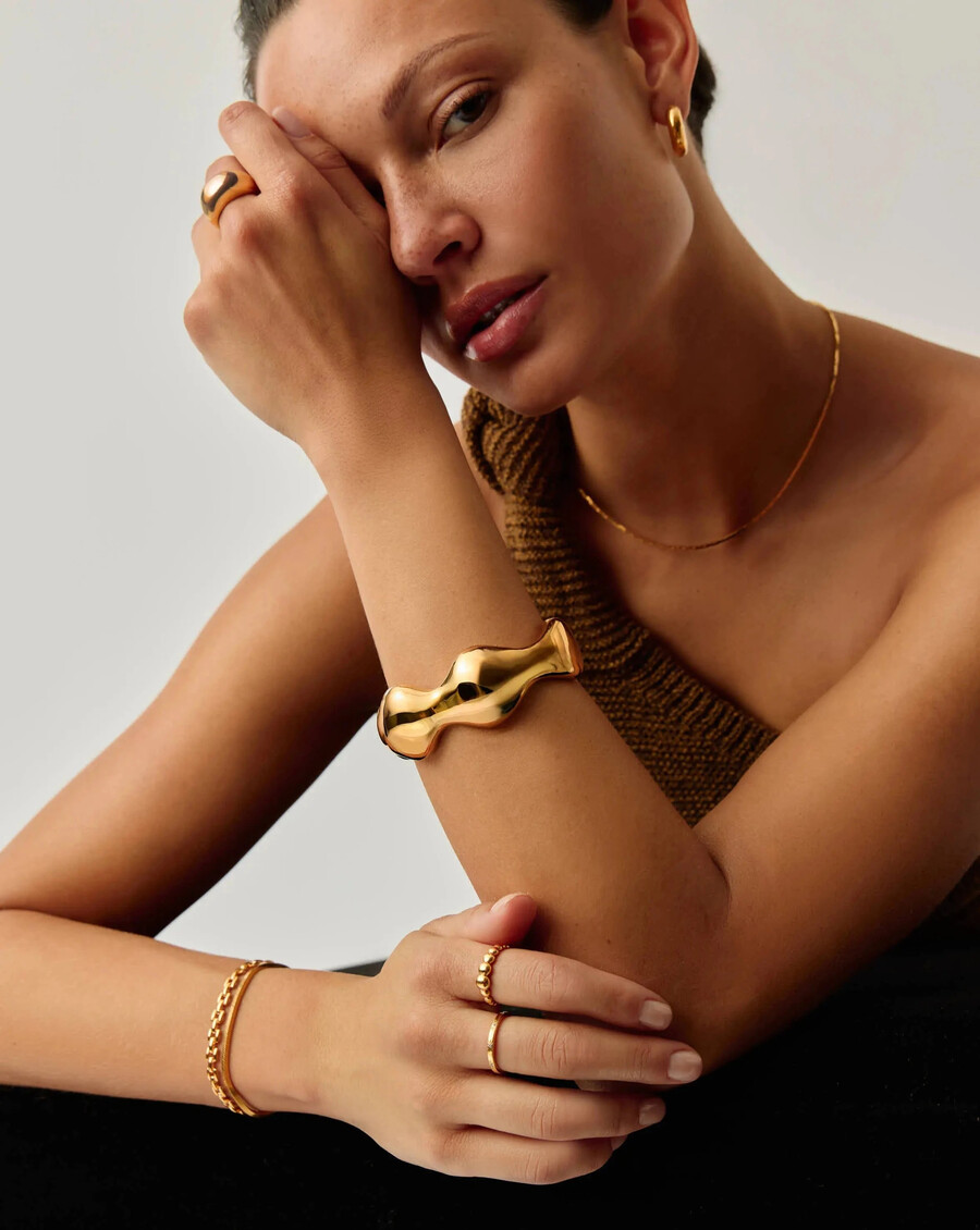 bracelet manchette eny puffy dome statement - or