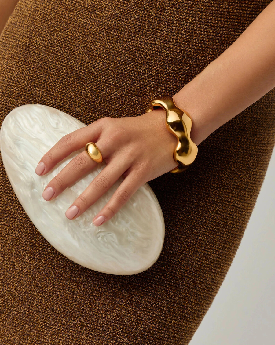 bracelet manchette eny puffy dome statement - or