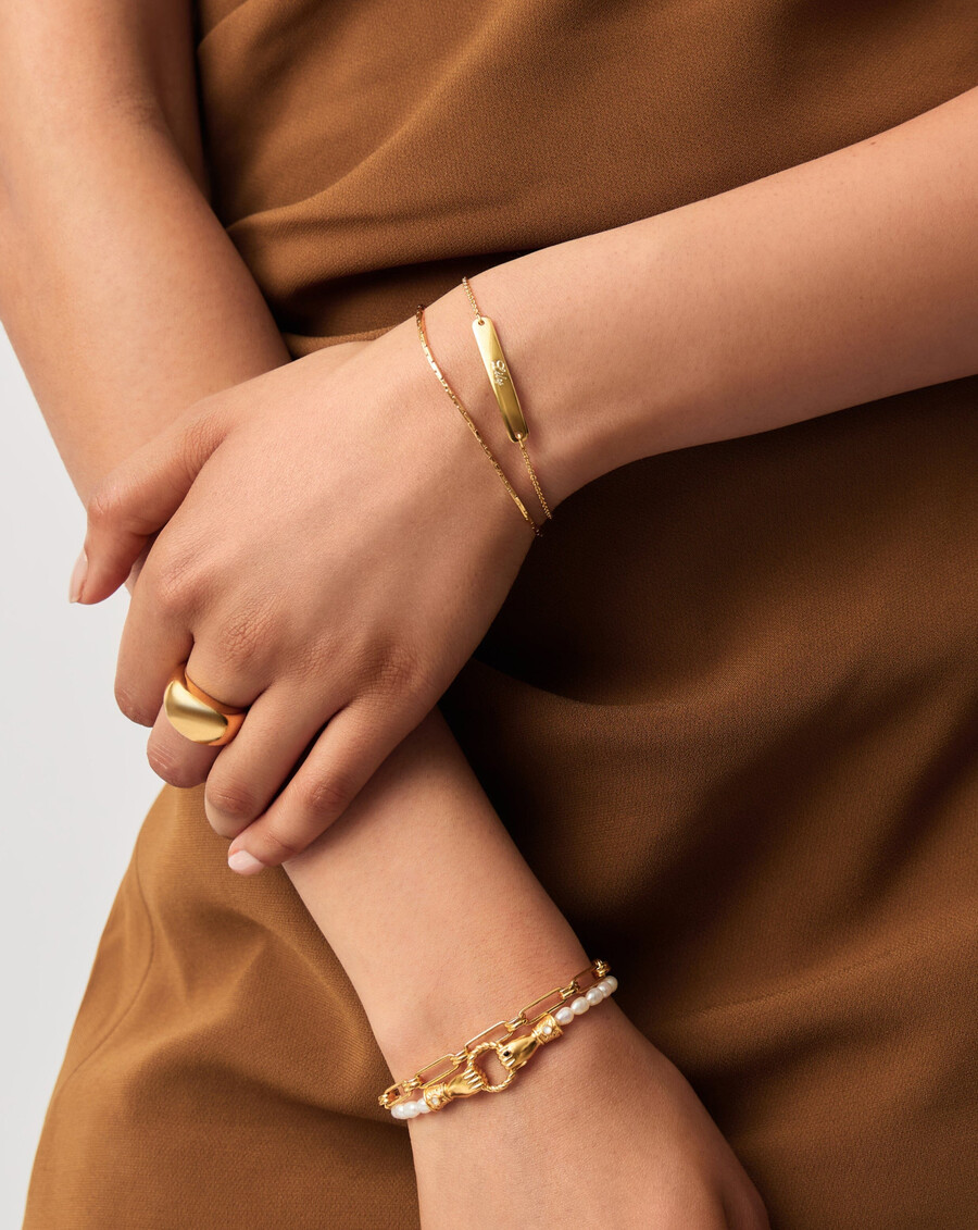 bracelet à maillons barrettes personnalisable - vermeil or 18 carats