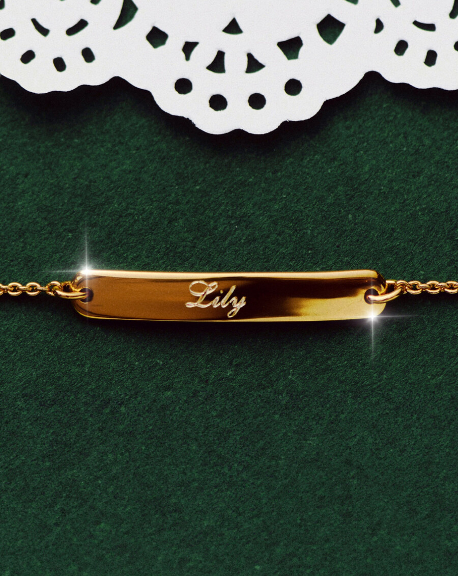 bracelet à maillons barrettes personnalisable - vermeil or 18 carats