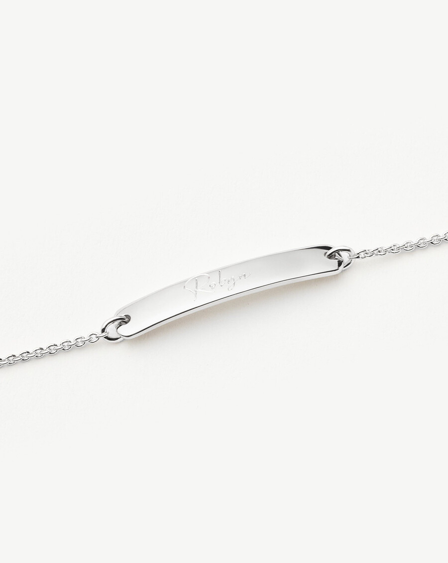 bracelet à maillons barrettes gravables - argent