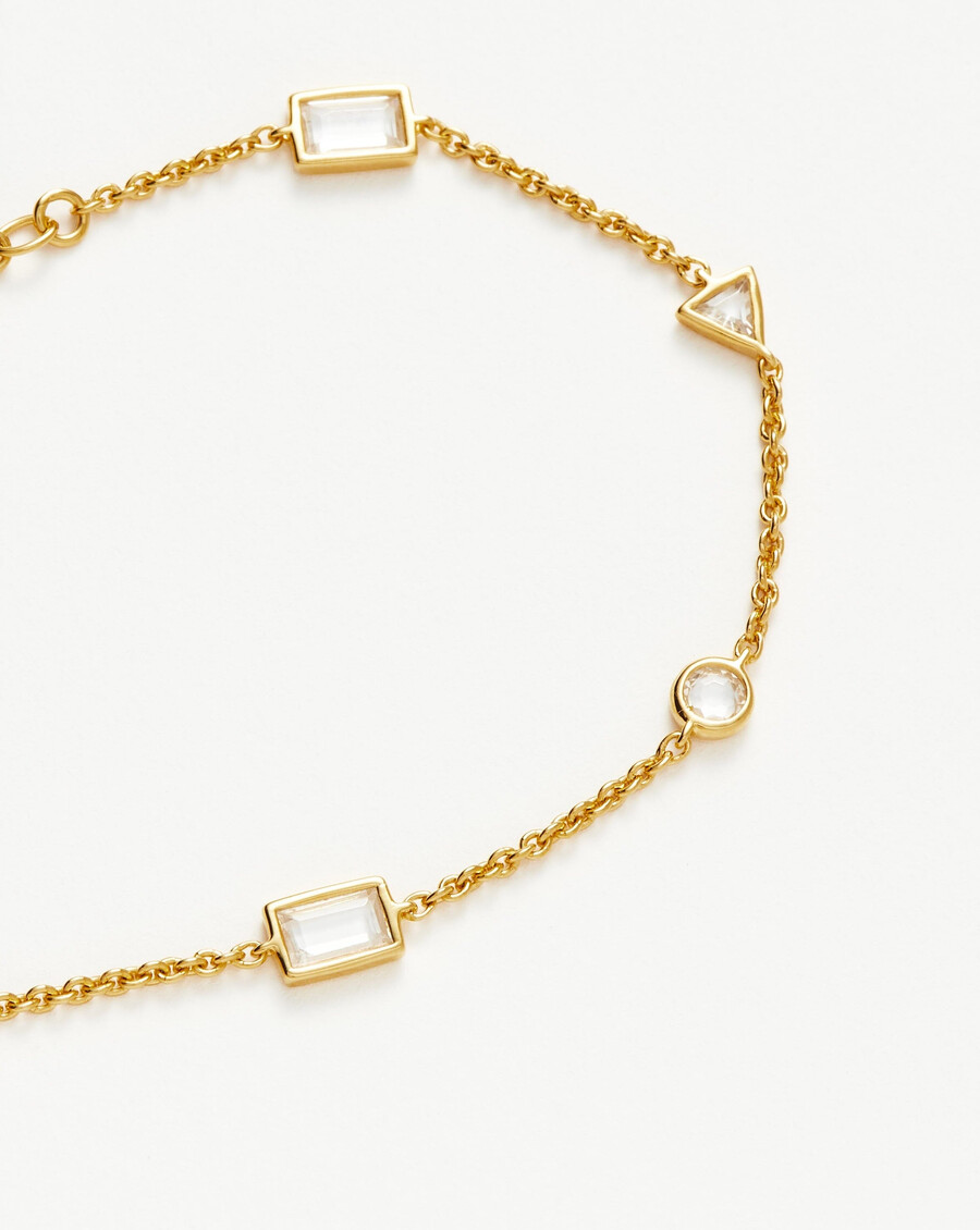 bracelet à breloques en pierre flottante - or