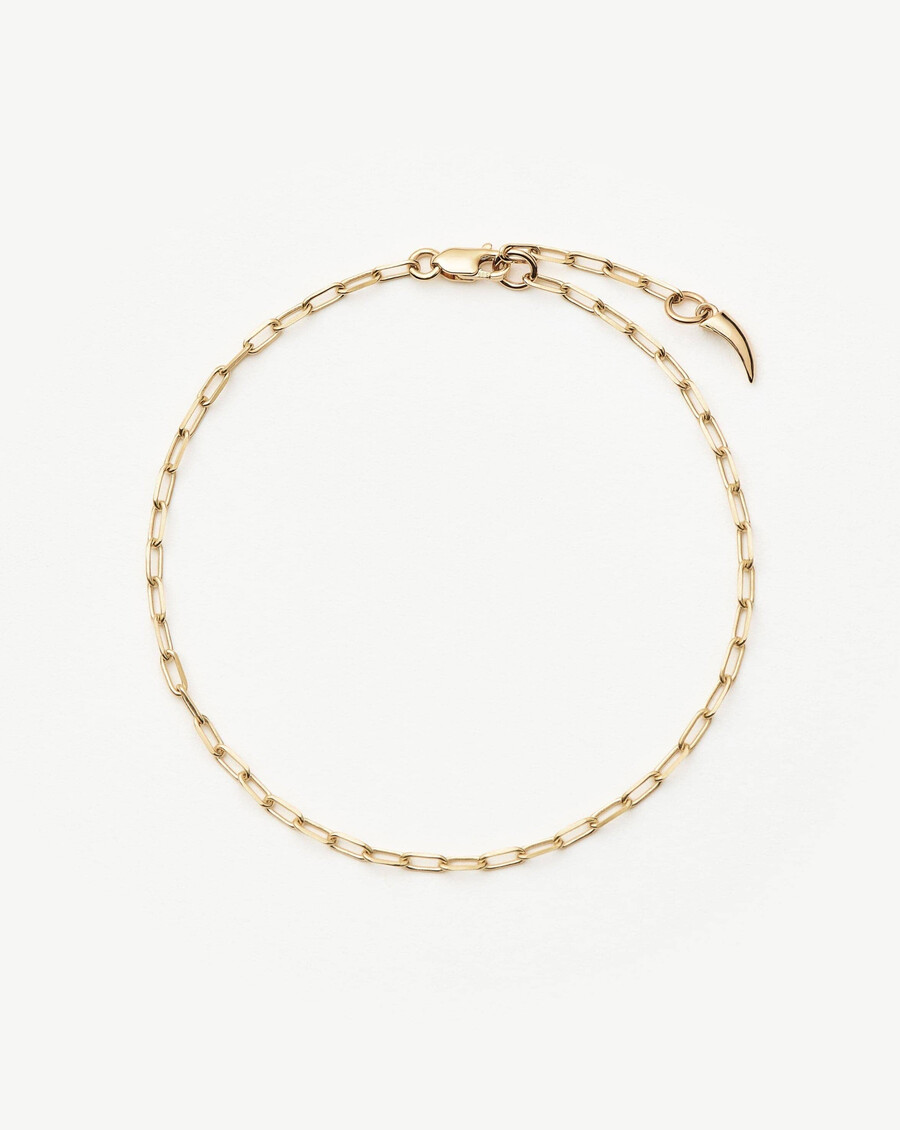 bracelet classique à chaîne trombone en or massif 14 carats
