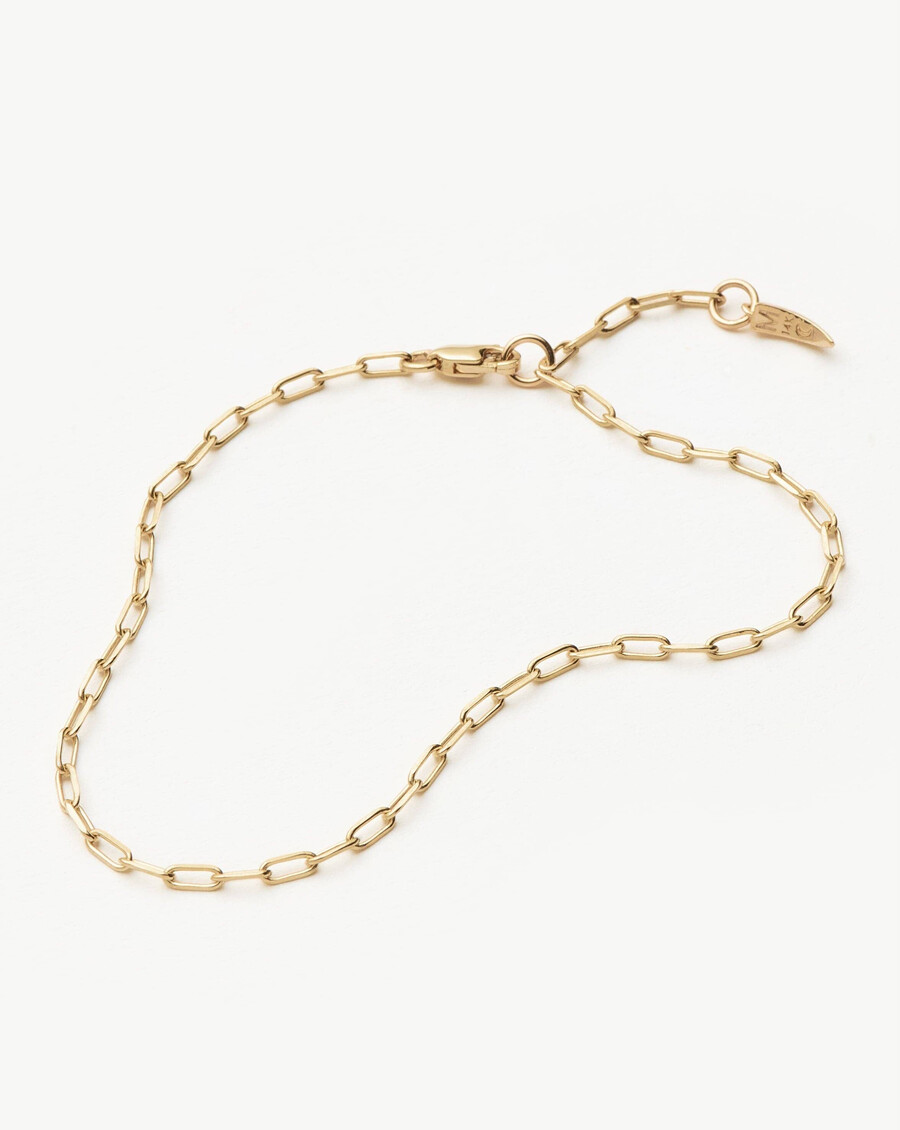 bracelet classique à chaîne trombone en or massif 14 carats