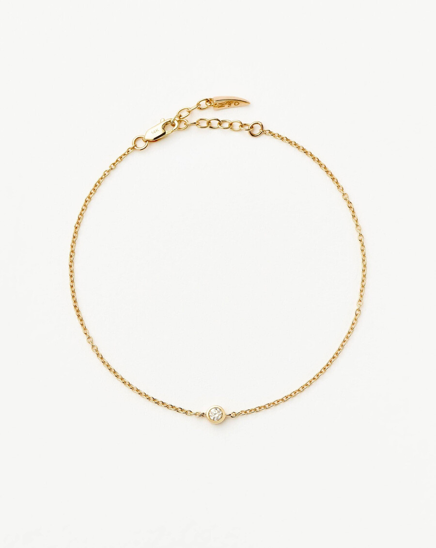 bracelet solitaire en or massif 14 carats serti de diamants