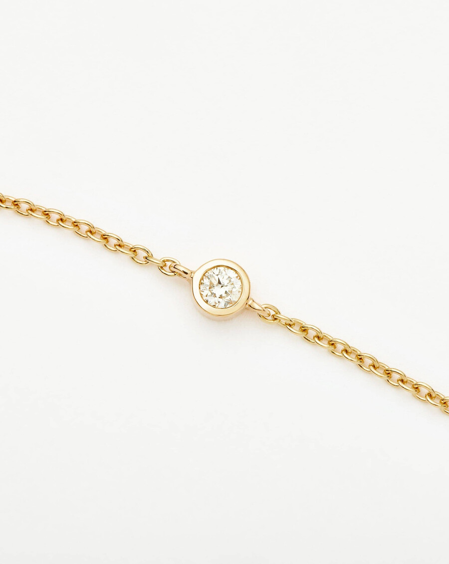 bracelet solitaire en or massif 14 carats serti de diamants
