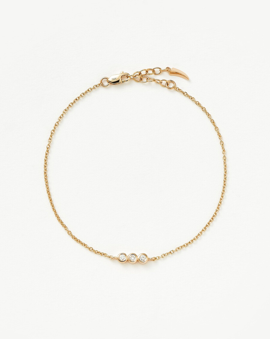 bracelet trio de diamants solitaires en or