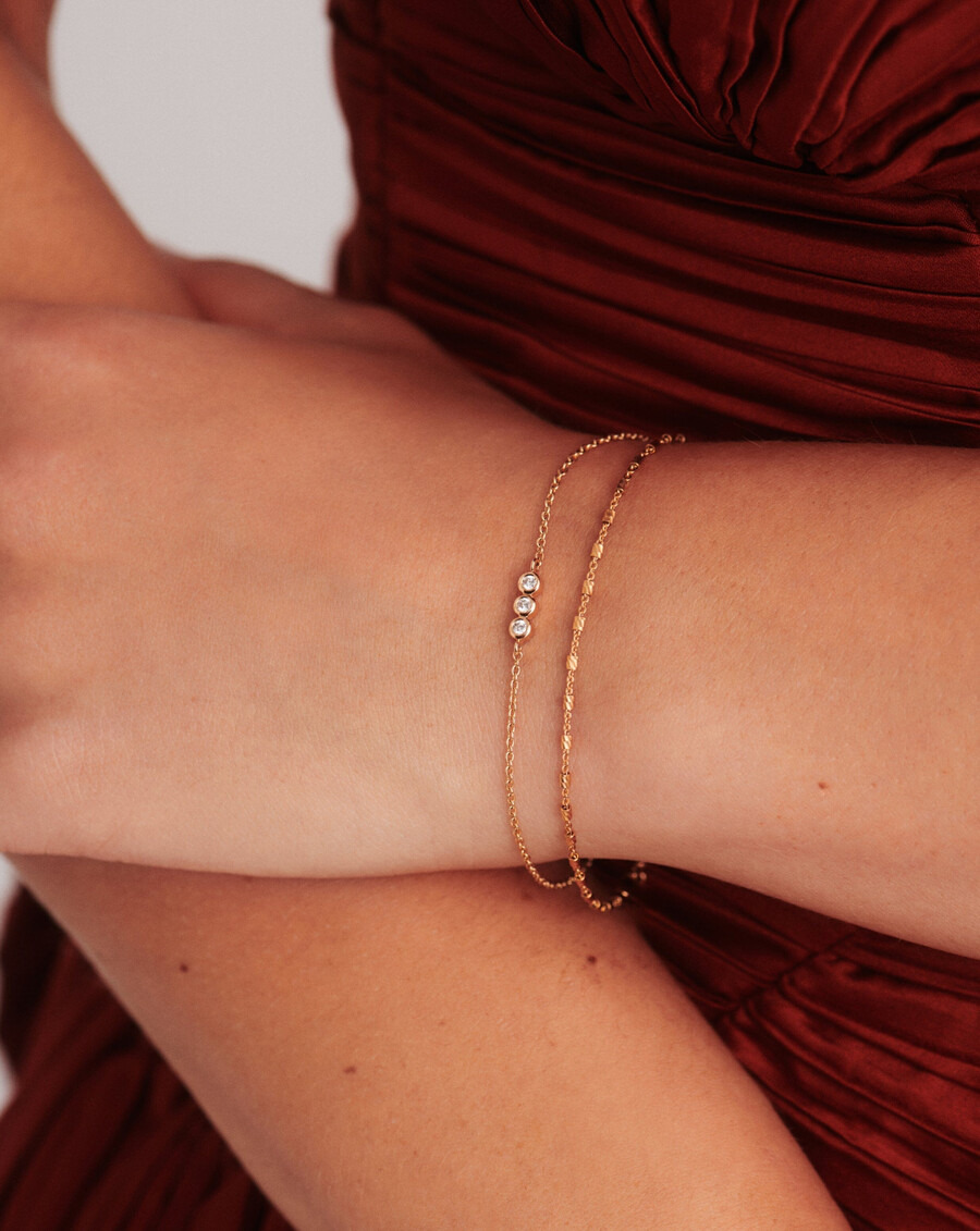 bracelet trio de diamants solitaires en or