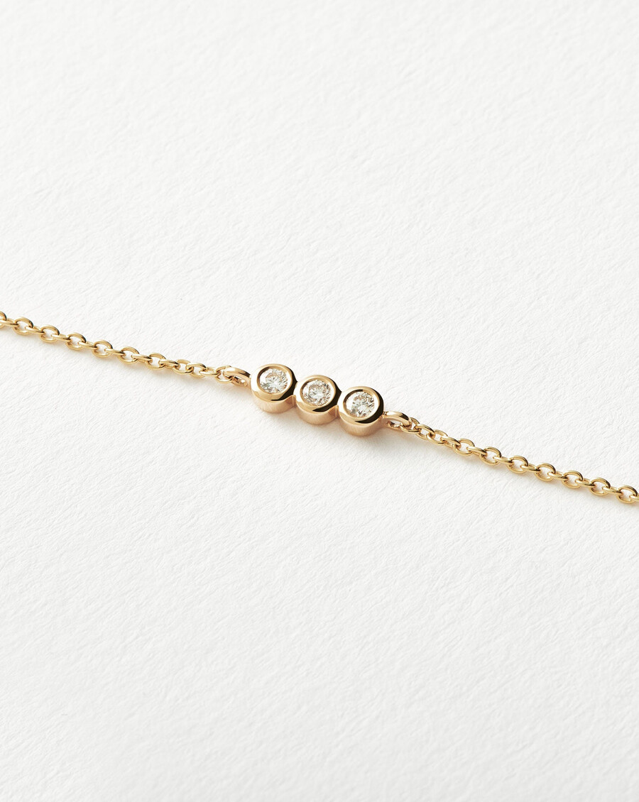 bracelet trio de diamants solitaires en or