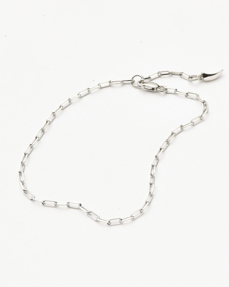 bracelet classique à chaîne trombone en or blanc massif 14 carats