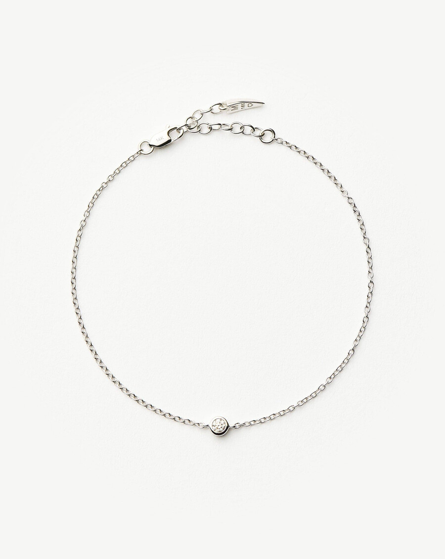 bracelet solitaire en or blanc massif 14 carats avec diamant