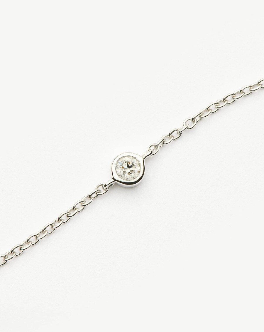 bracelet solitaire en or blanc massif 14 carats avec diamant