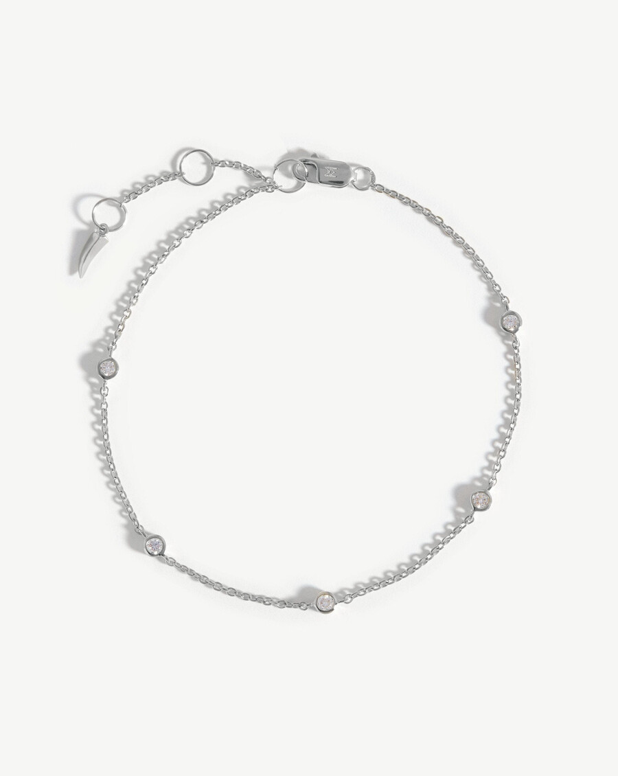 bracelet en or blanc massif 14 carats avec diamants flottants