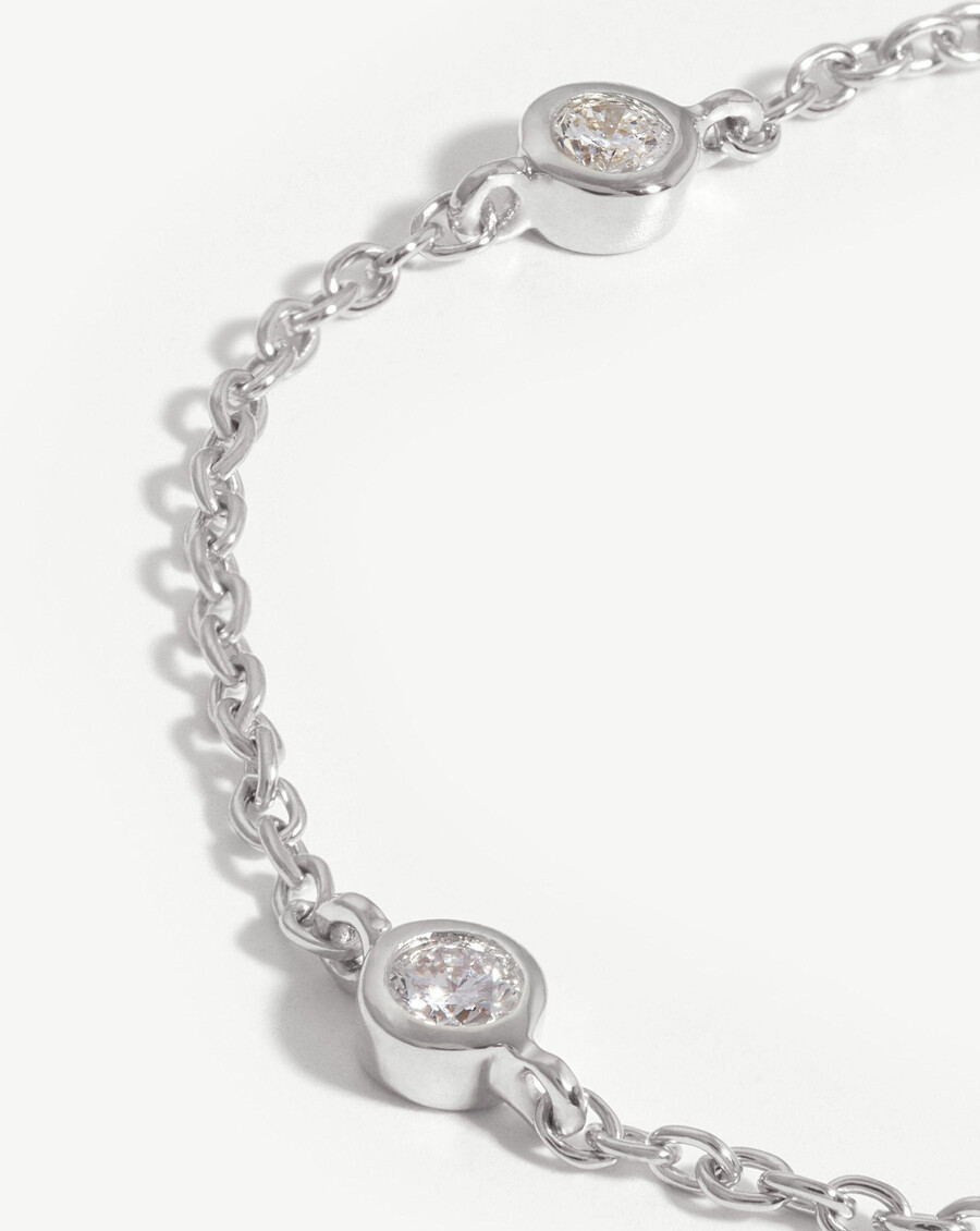 bracelet en or blanc massif 14 carats avec diamants flottants