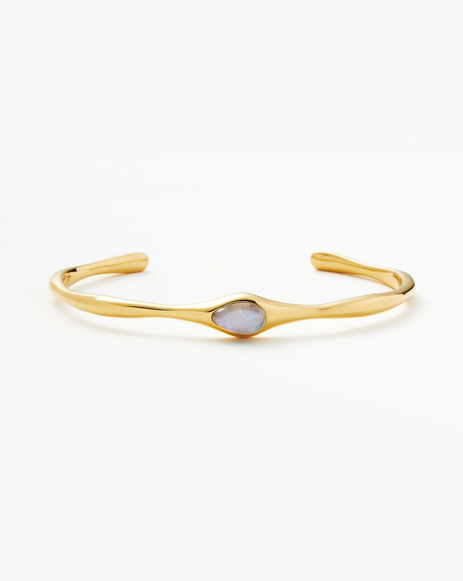 bracelet manchette en pierre de lune et magma - orpierre de lune