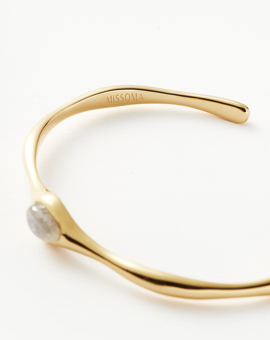 bracelet manchette en pierre de lune et magma - orpierre de lune