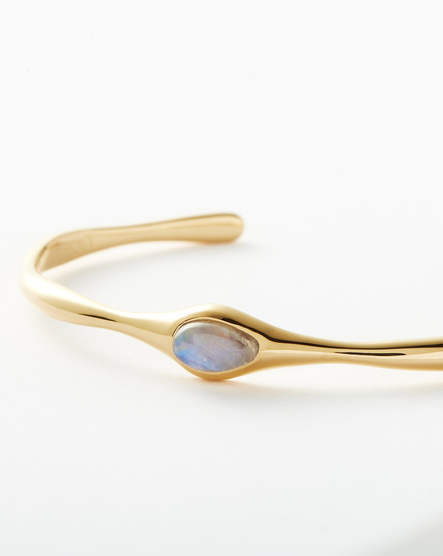 bracelet manchette en pierre de lune et magma - orpierre de lune