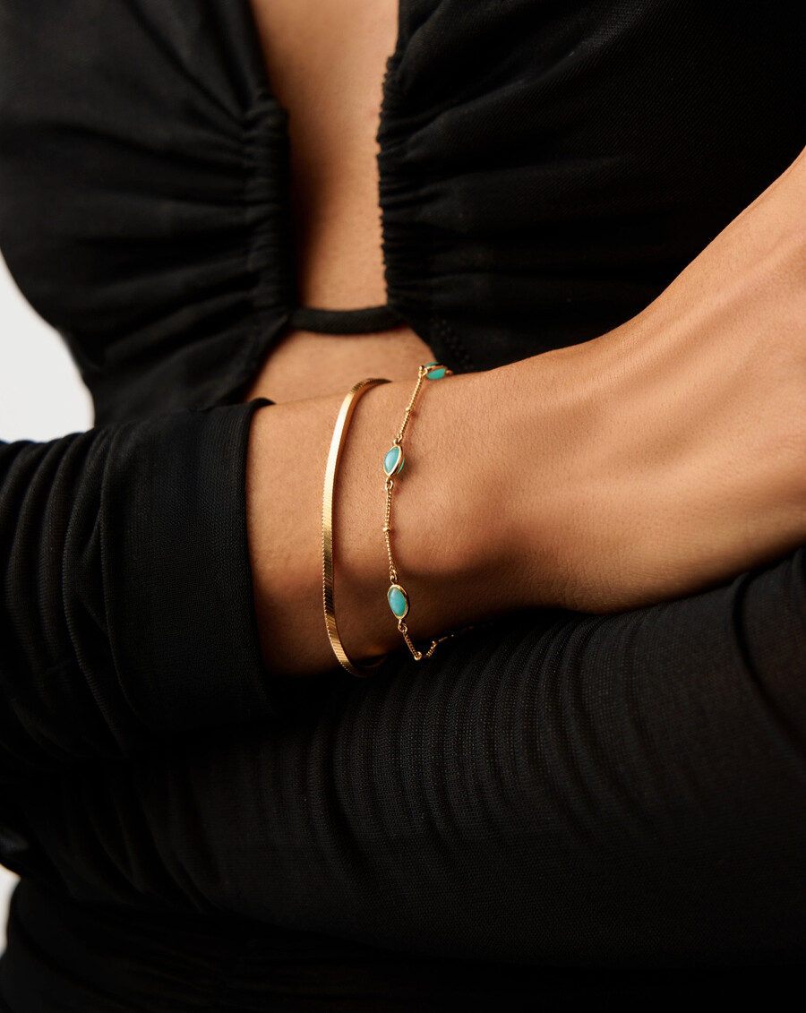 bracelet à breloques en pierre de magma - oramazonite