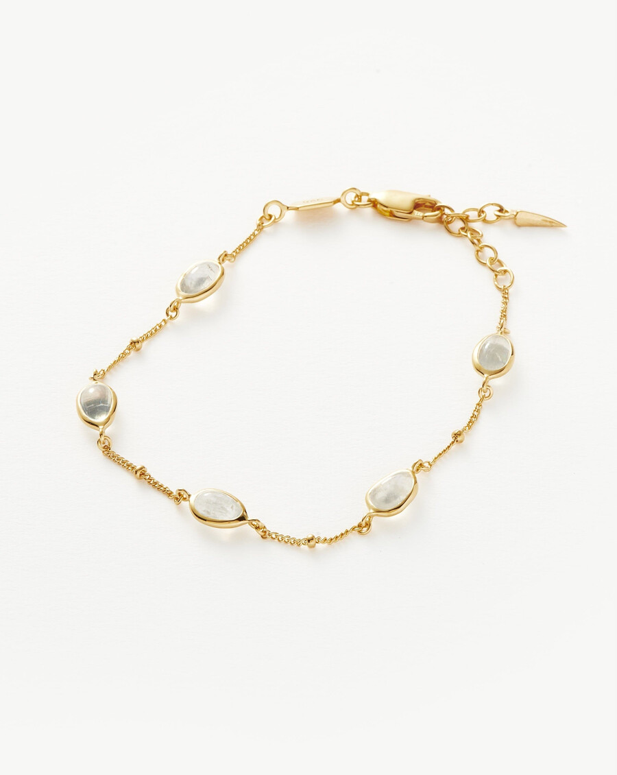 bracelet à breloques en pierre de lune et magma - orpierre de lune