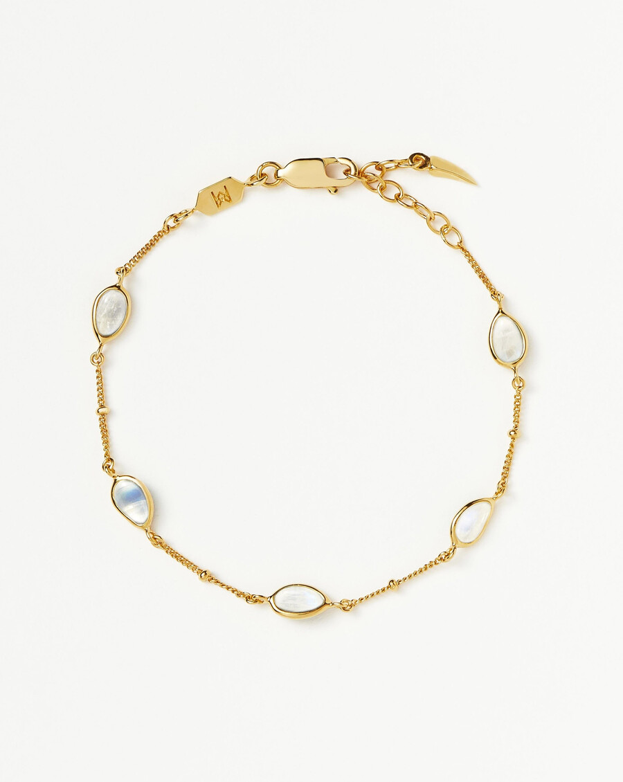 bracelet à breloques en pierre de lune et magma - orpierre de lune