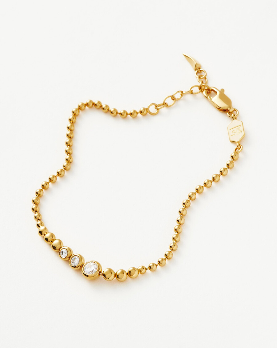 bracelet de perles de pierre - or