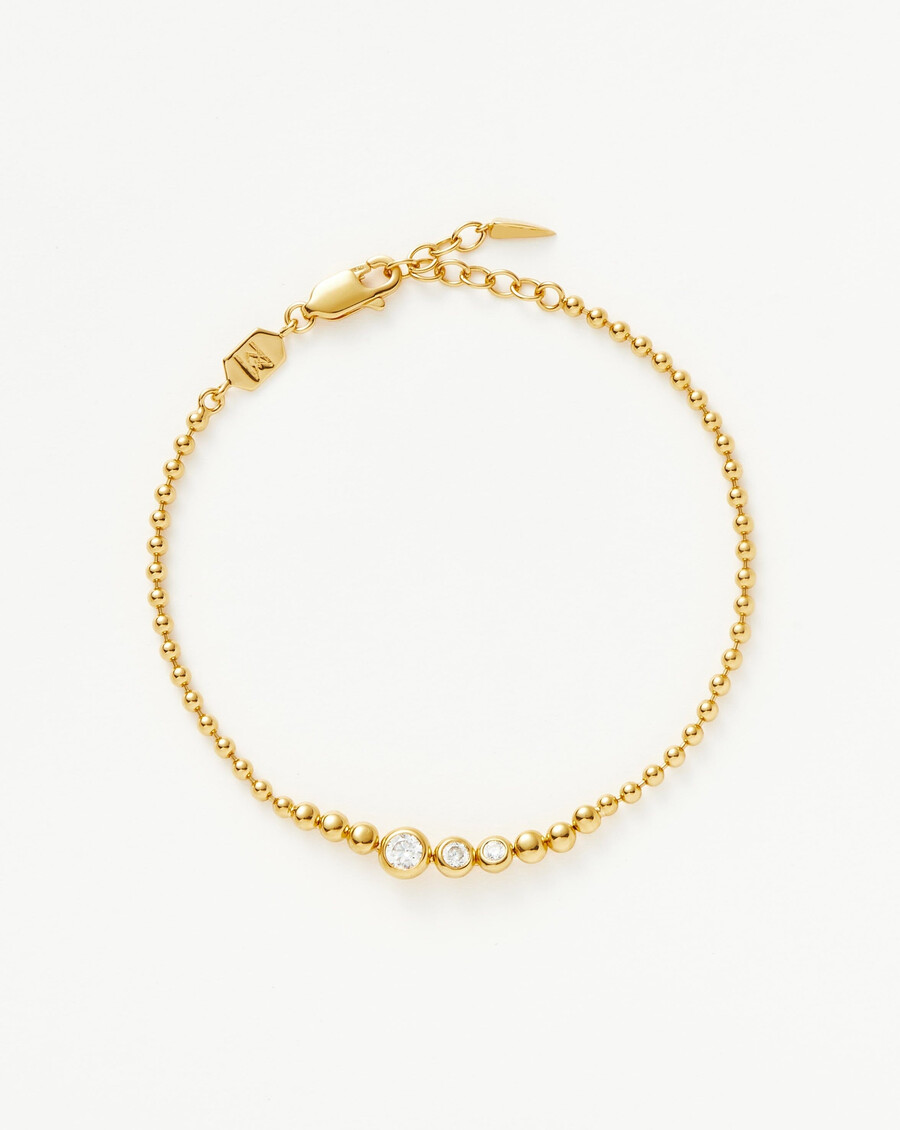 bracelet de perles de pierre - or