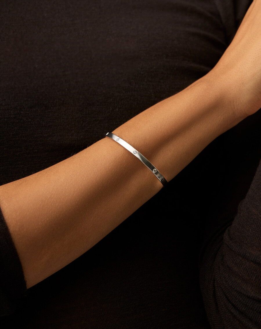 bracelet jonc articulé interstellaire - argent sterlingzirconium cubique