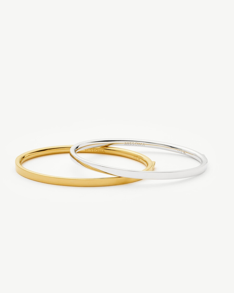 bracelet jonc classique à charnière - argent massif