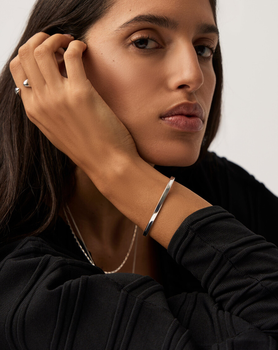 bracelet jonc classique à charnière - argent massif