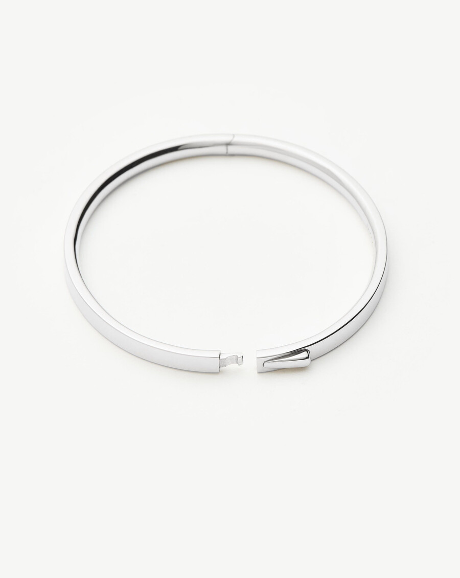 bracelet jonc classique à charnière - argent massif