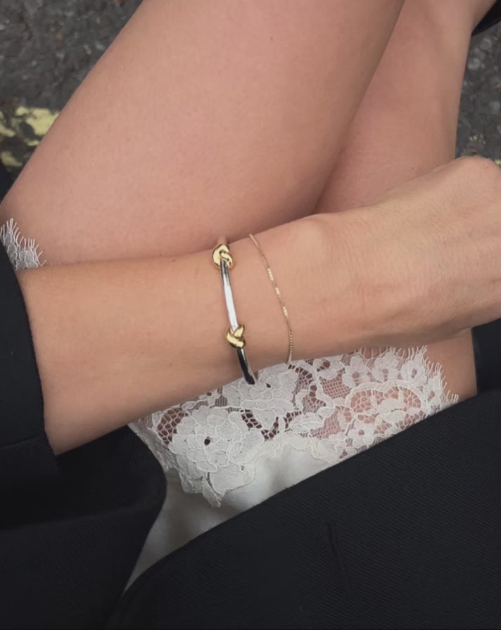 bracelet jonc articulé lucy williams à nœud - or et argent