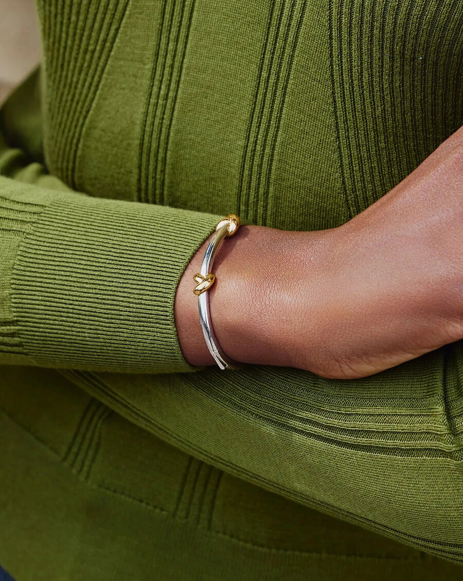 bracelet jonc articulé lucy williams à nœud - or et argent