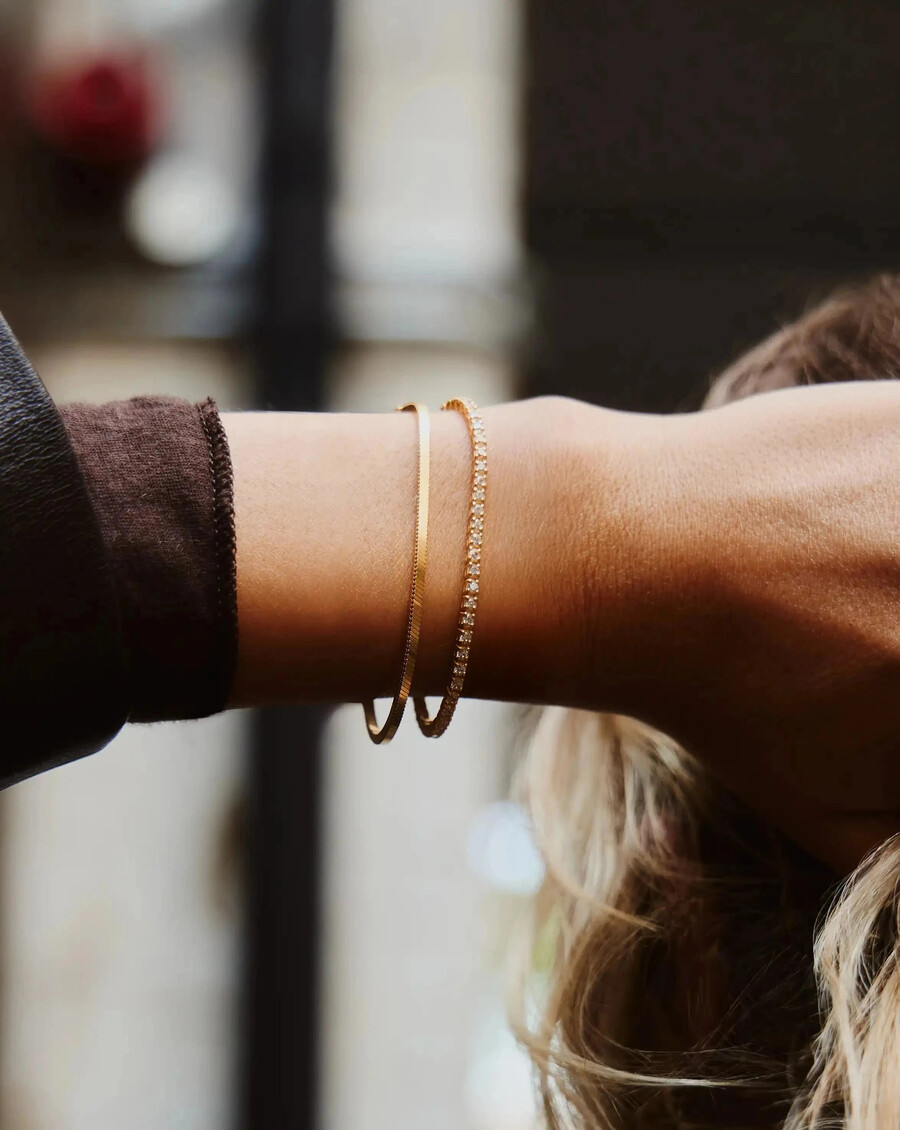bracelet lucy williams à maillons carrés serpent - or