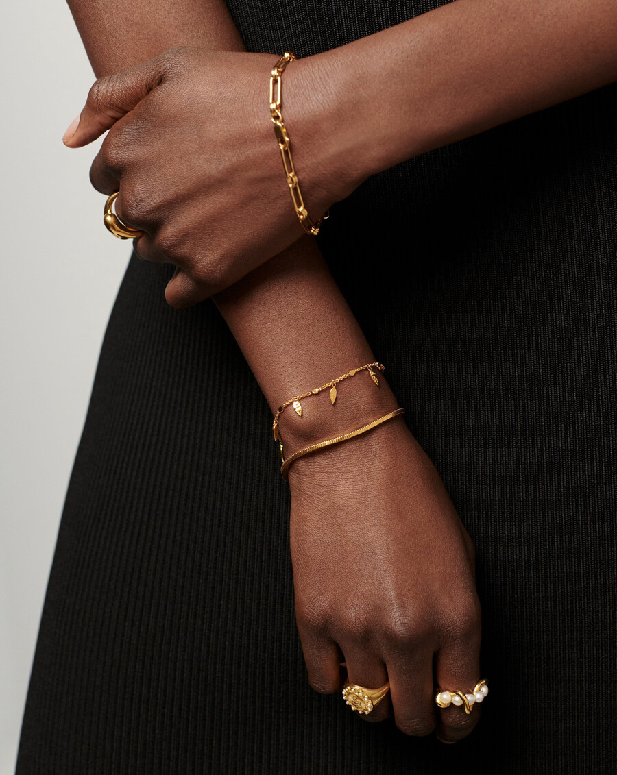 bracelet lucy williams à maillons carrés serpent - or
