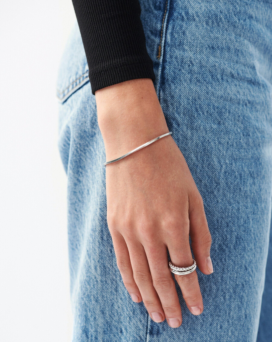 bracelet lucy williams à maillons serpent carrés - argent