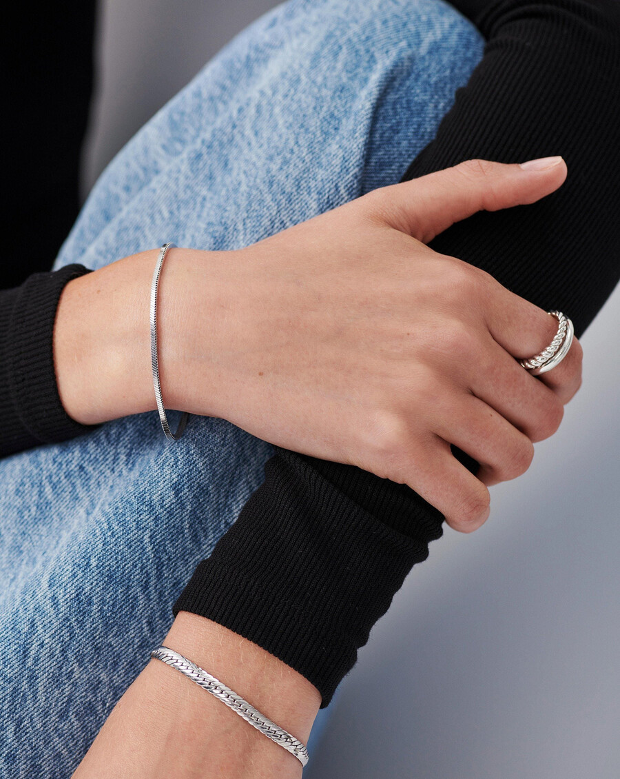 bracelet lucy williams à maillons serpent carrés - argent