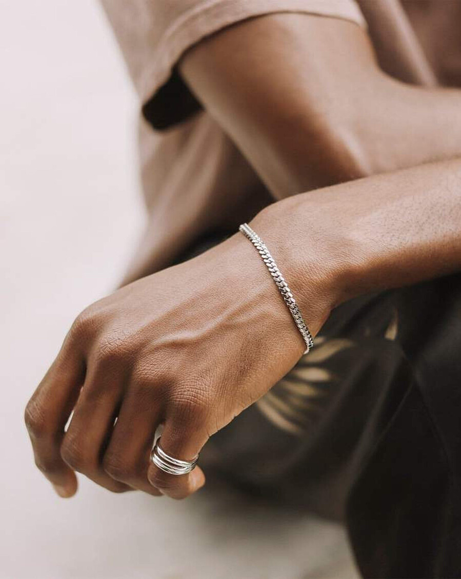 bracelet à maillons ronds en argent