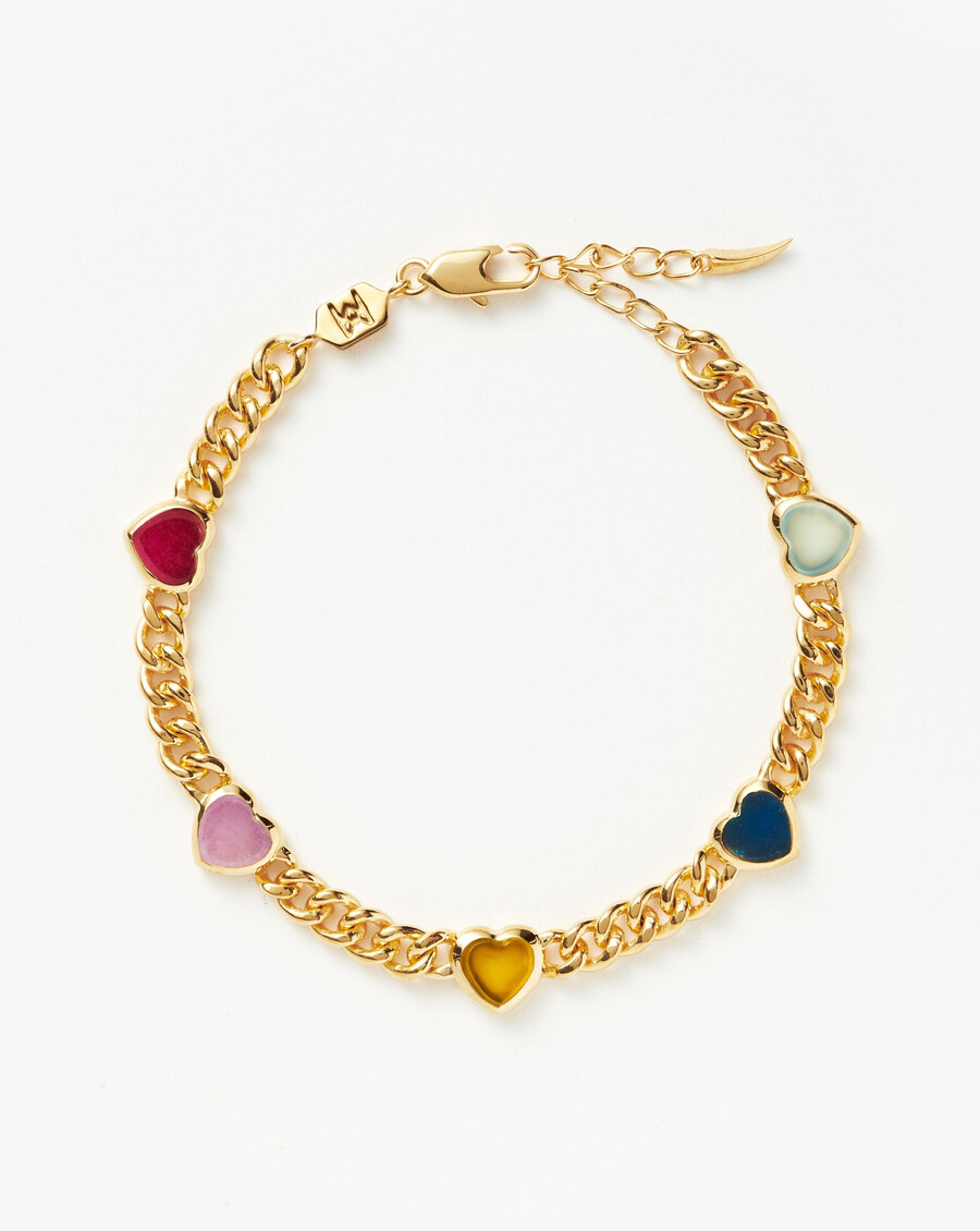 bracelet à breloques en forme de cœur en gelée et pierre précieuse