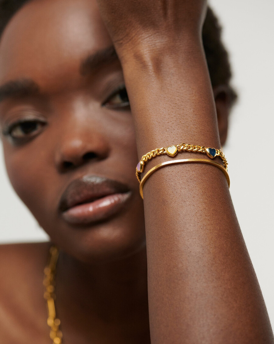 bracelet à breloques en forme de cœur en gelée et pierre précieuse
