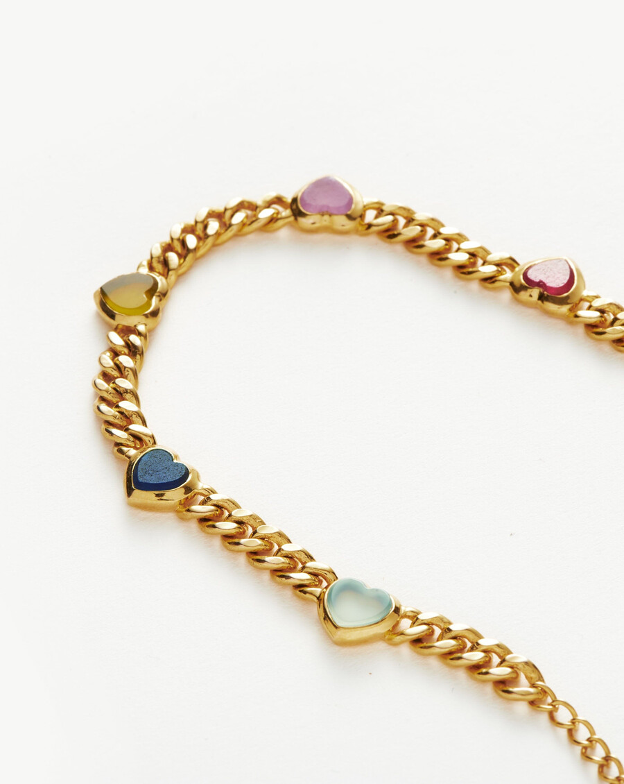 bracelet à breloques en forme de cœur en gelée et pierre précieuse