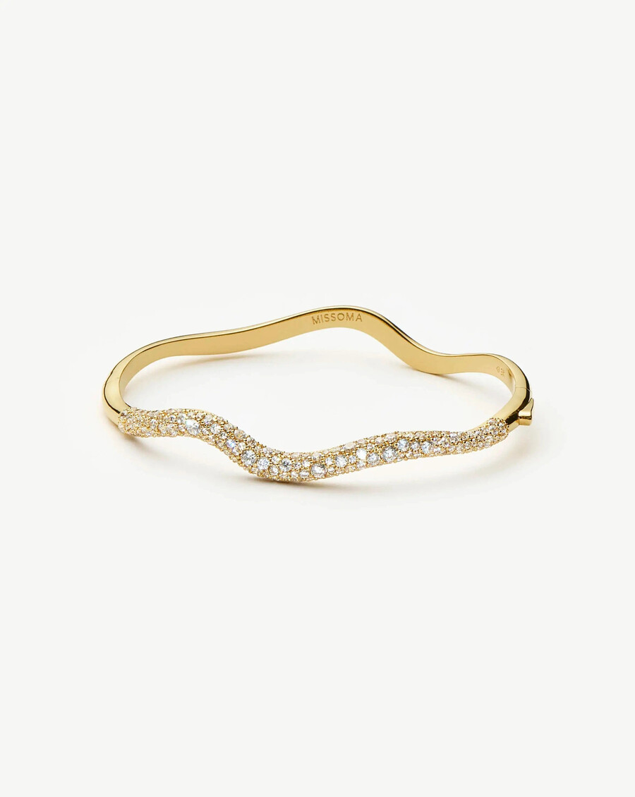 bracelet jonc articulé effet neige fondue - or