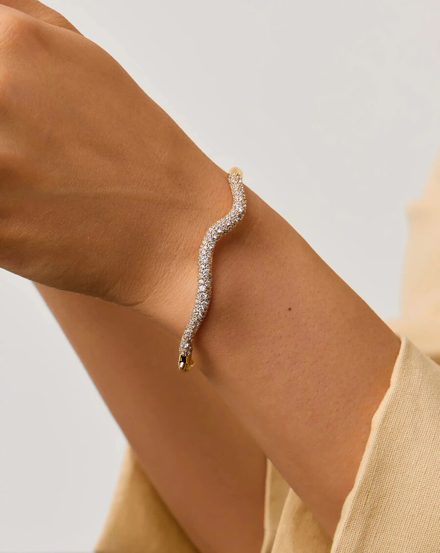 bracelet jonc articulé effet neige fondue - or