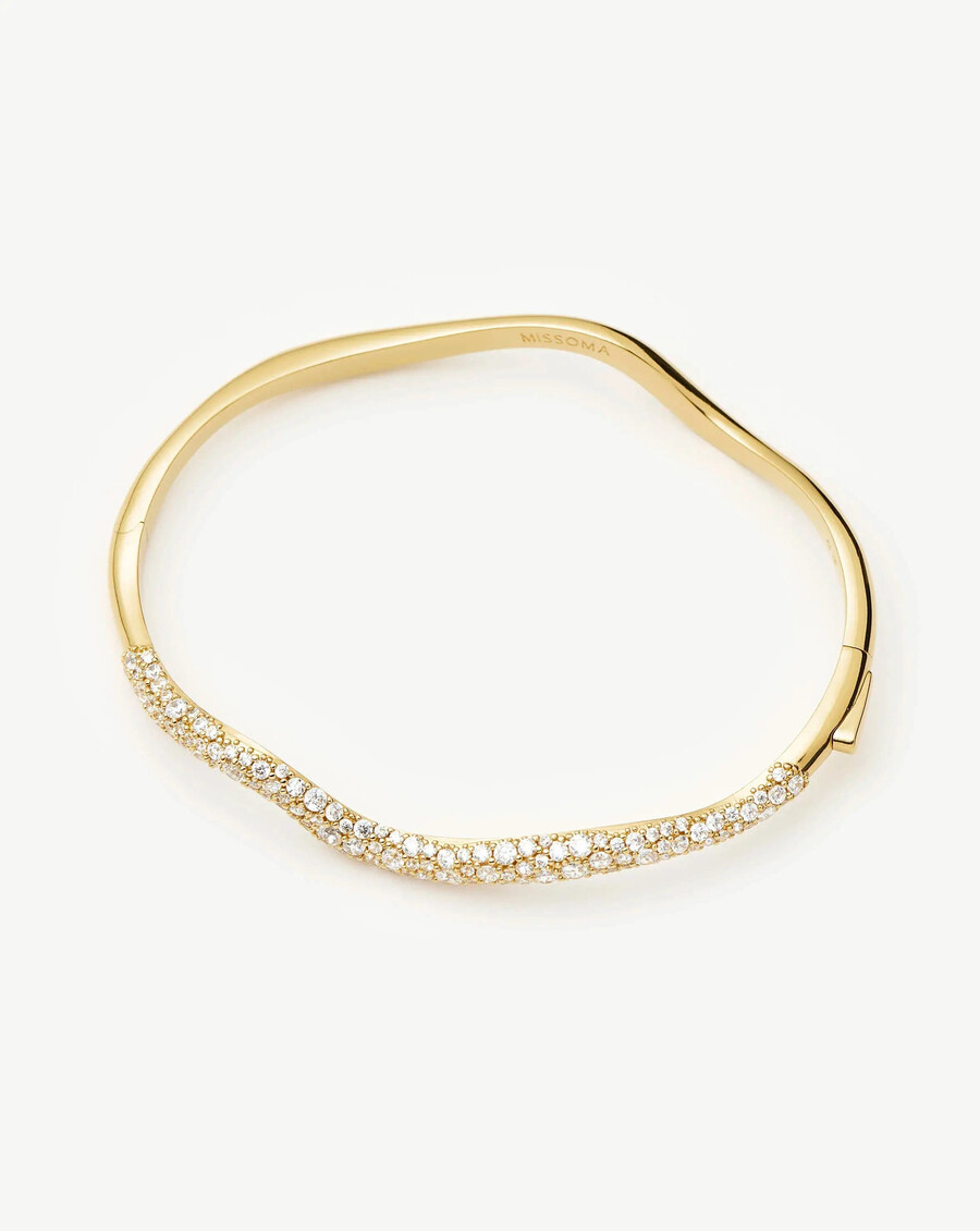 bracelet jonc articulé effet neige fondue - or