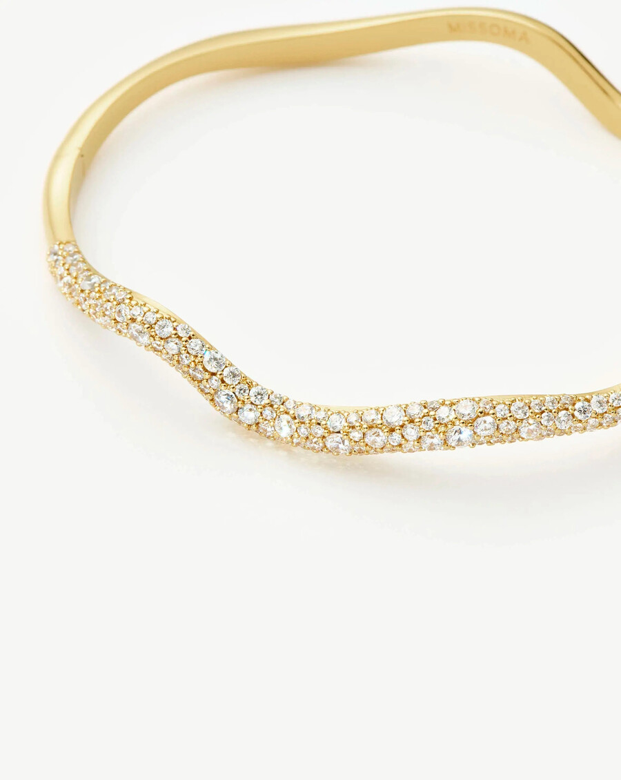 bracelet jonc articulé effet neige fondue - or