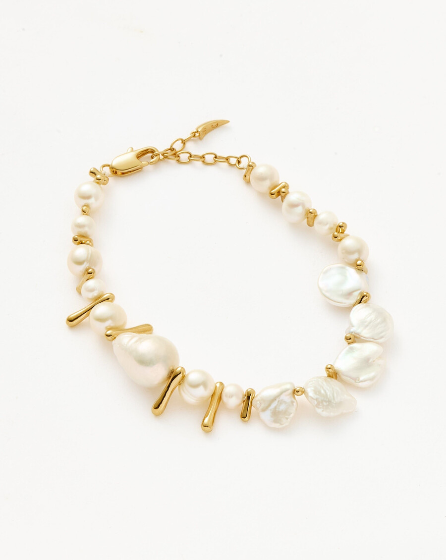 bracelet de perles mélangées - or