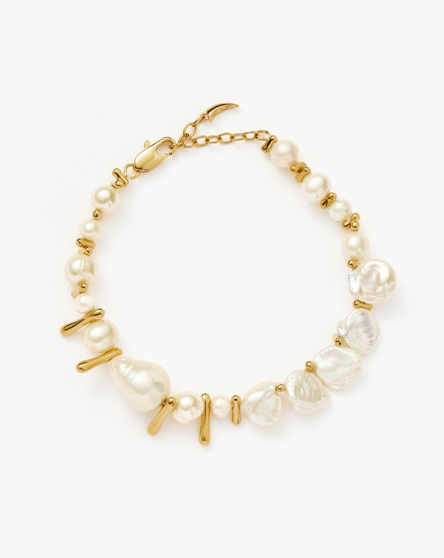 bracelet de perles mélangées - or